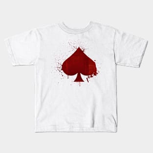 ACE The Spade Grunge Art With Red Color On Black Background Kids T-Shirt